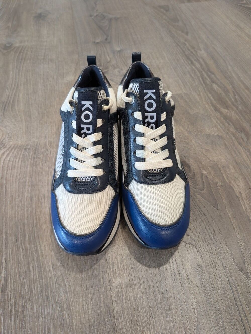 Michael Kors Maddy Trainer Sneakers Sapphire Blue Canvas Mesh 7.5M w/ Box